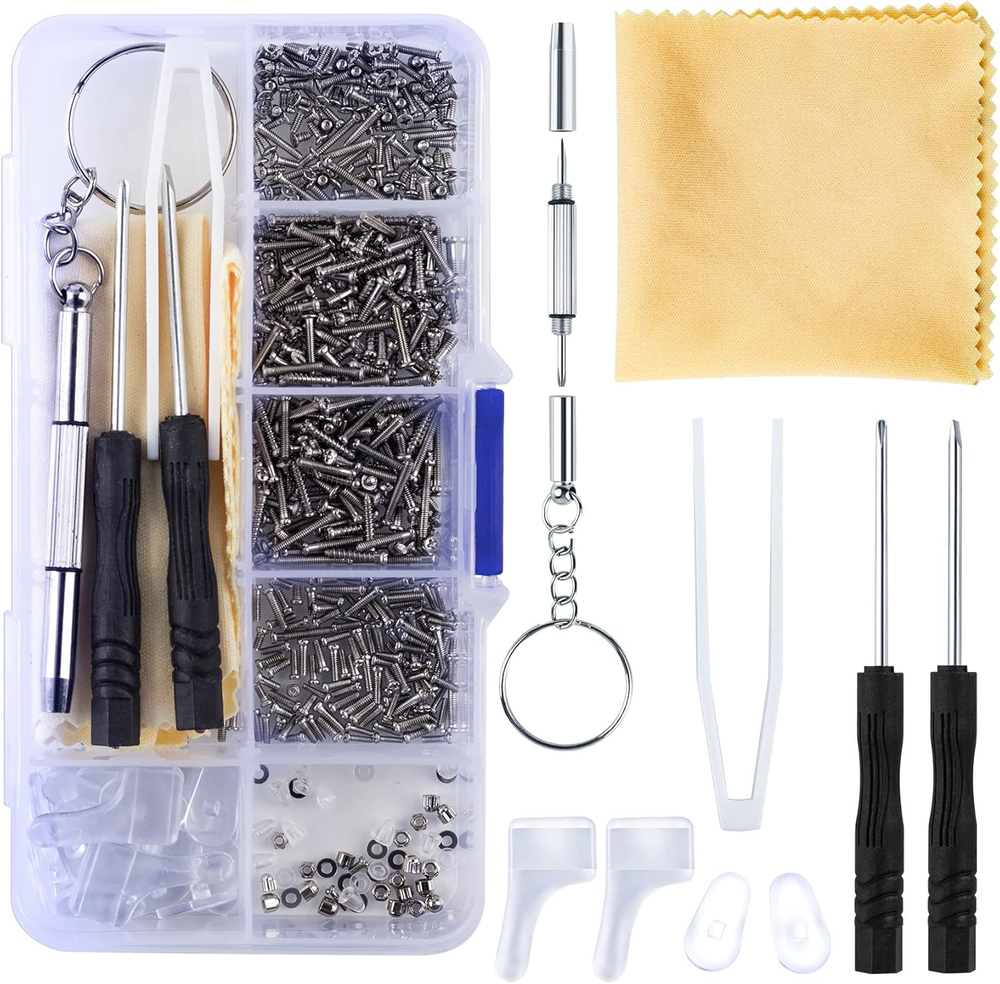 Eyeglasses Repair Kit, 3-In-1 Screwdriver, Slotted/Cross Bit Screwdrivers, 10Pai