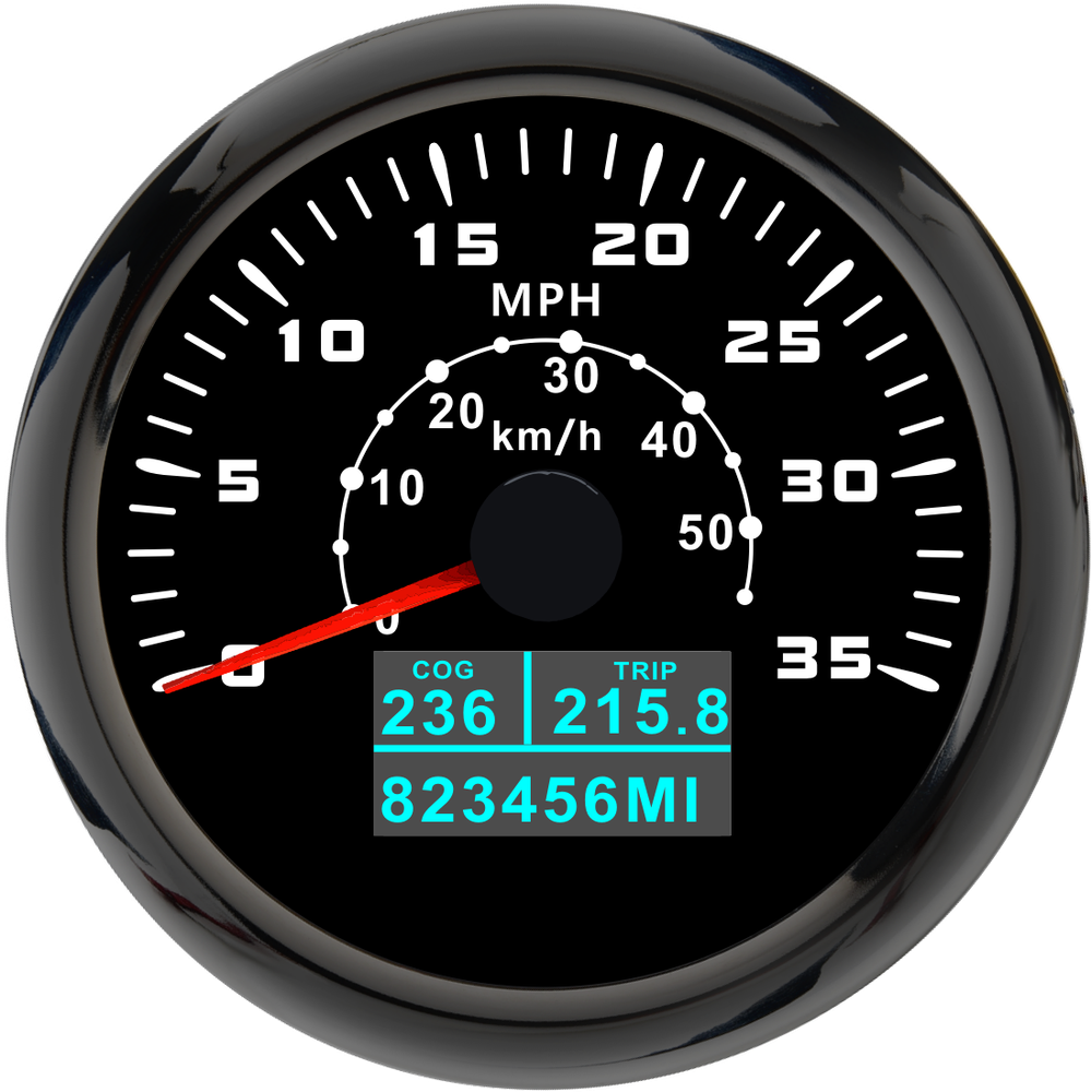 85MM Black GPS Speedometer 0-35MPH/0-55km/h Gauge for Motorcycles Boat Car ATV