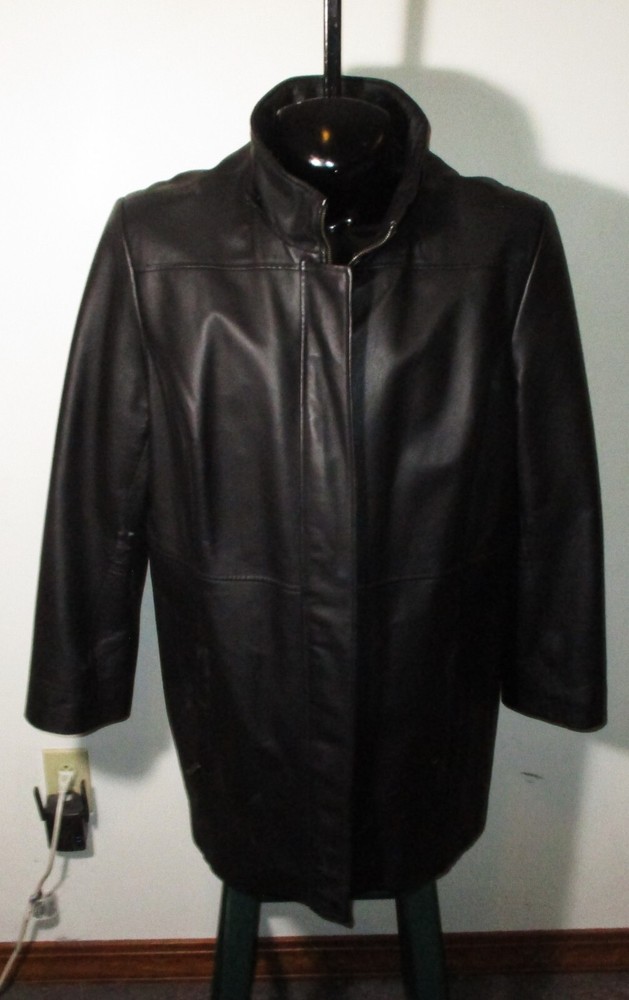Leather Black Full Zip 100% Leather Coat Men's Size L