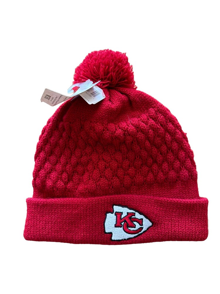 NEW! W Tags Kansas City Chiefs Football Winter Pom Pom Knit Hat Beanie NFL Brand