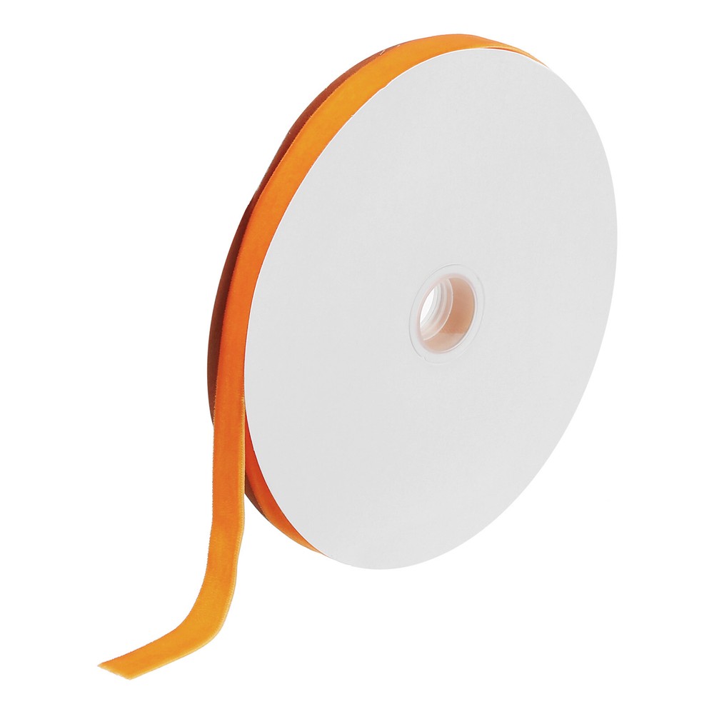 Velvet Ribbon 5/8 Inch x 25 Yard Single Face Spool Silky Velvet Fabric Orange