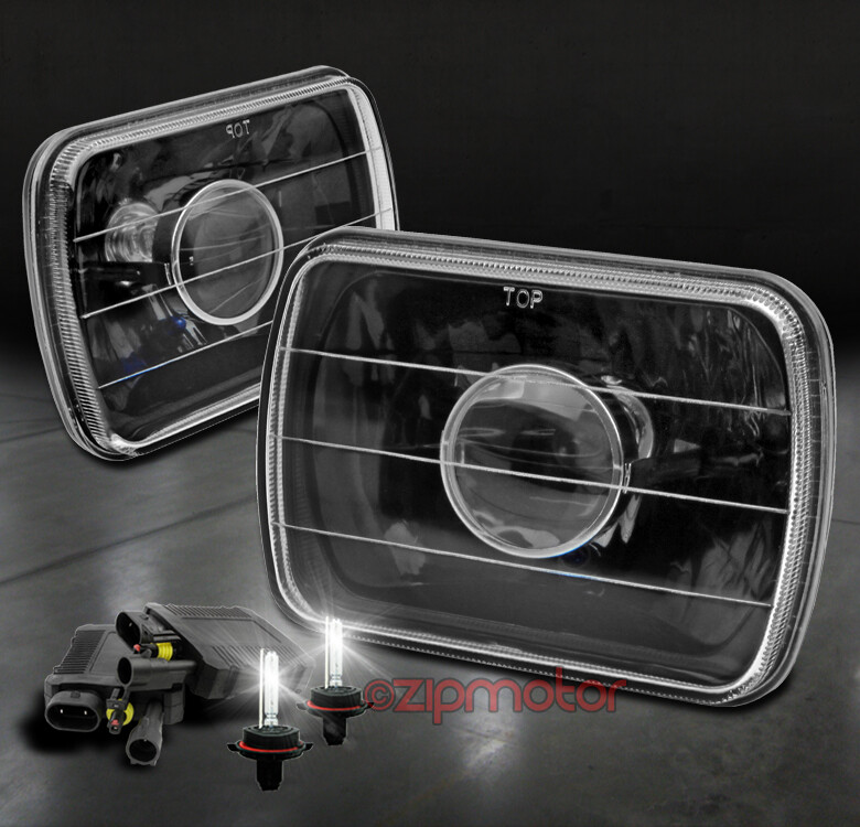7X6 CRYSTAL PROJECTOR HEADLIGHTS LAMP ALL BLACK H6014 H6052 H6054 W/6K XENON HID