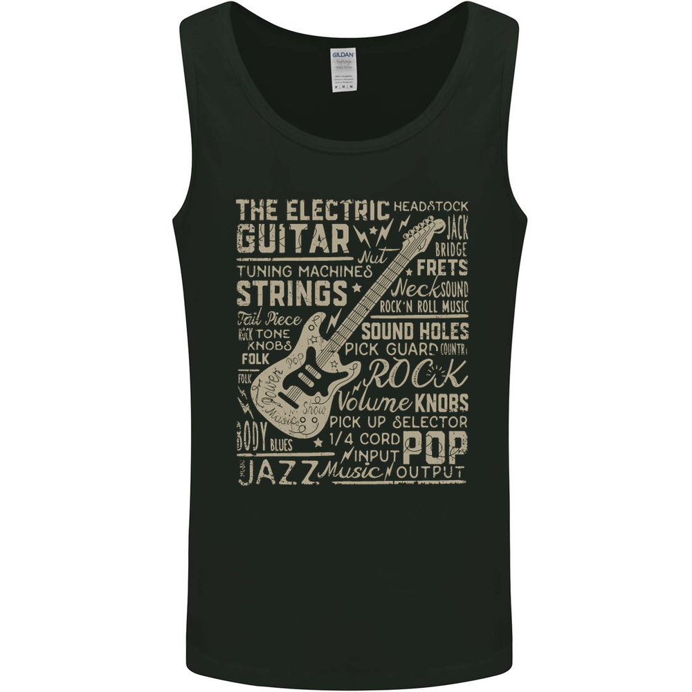 Guitar Word Art Guitarist Electric Acoustic Mens Vest Tank Top