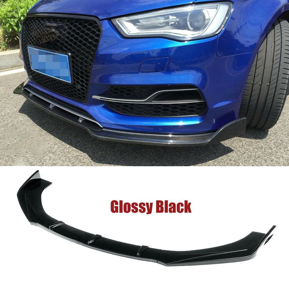 For AUDI S3 RS3 A3 Front Bumper Lip Spoiler Splitter Painted Gloss Black Finish