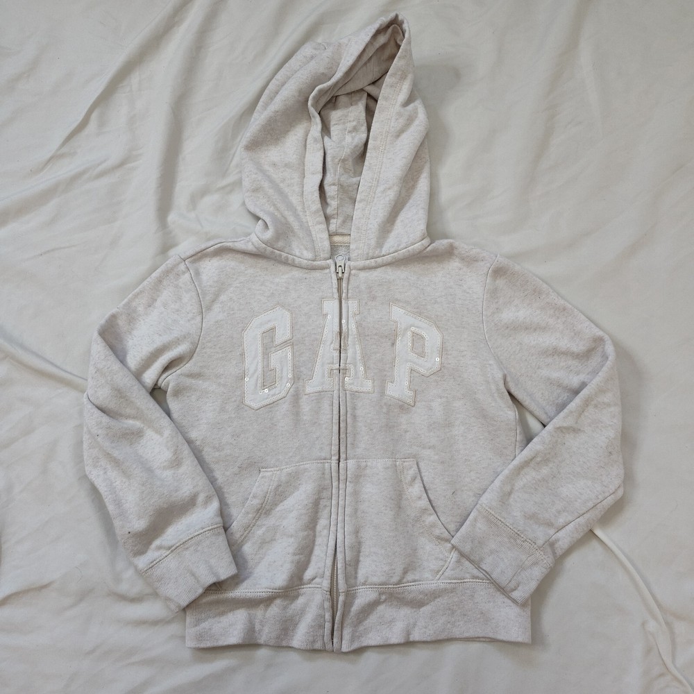 Gap Kids Size M (8) Full Zip Up White  Hoodie