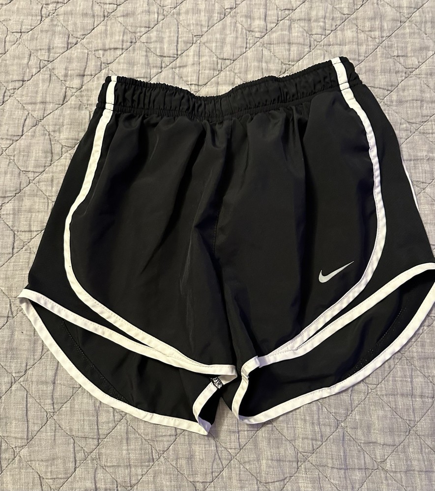 Nike Dri-Fit Tempo Shorts Women L Black White Running Athletic Lined Lightweight