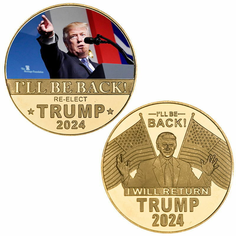 1Pc 45Th President Donald Trump Gold Commemorative Coin 2024 Gift MAGA King Back