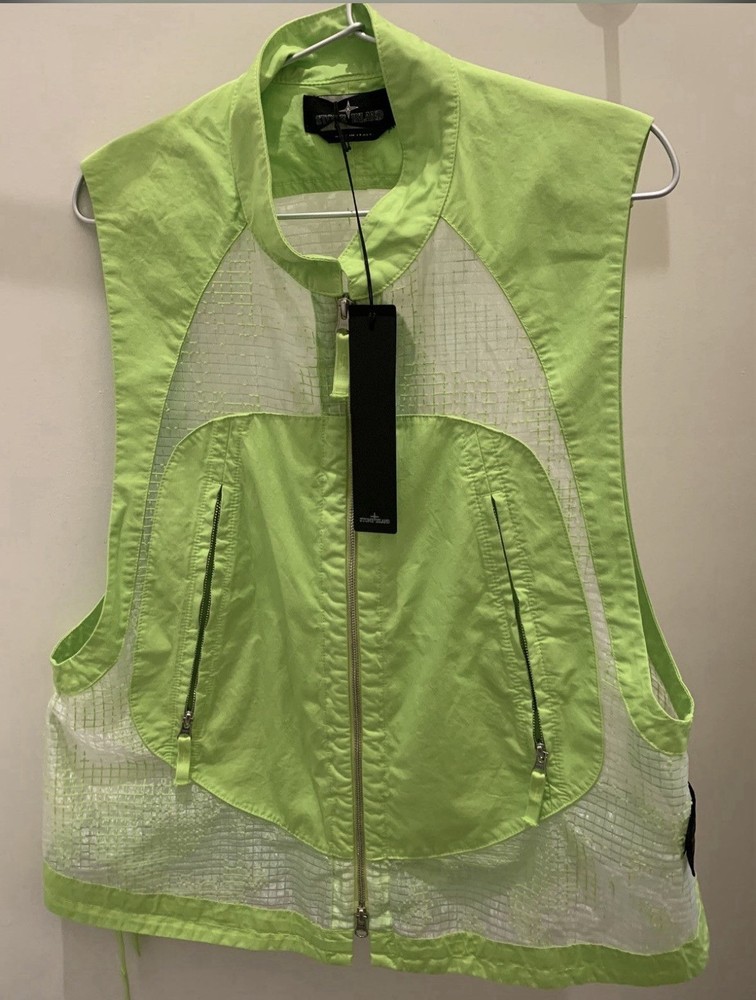 Stone Island Mesh Panel Vest Men's Lime Green  (Shadow Project)