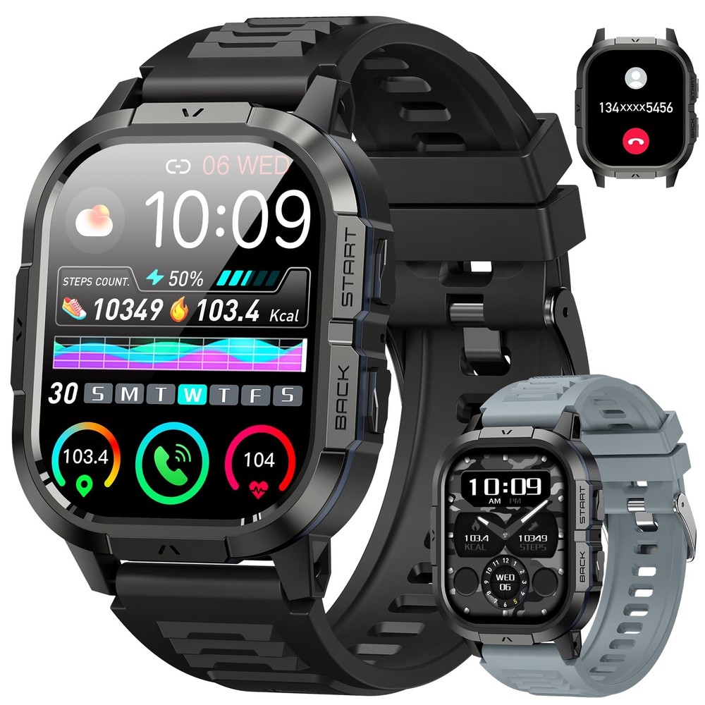 Military Smart Watch for Men with Fitness Tracker & Call Function