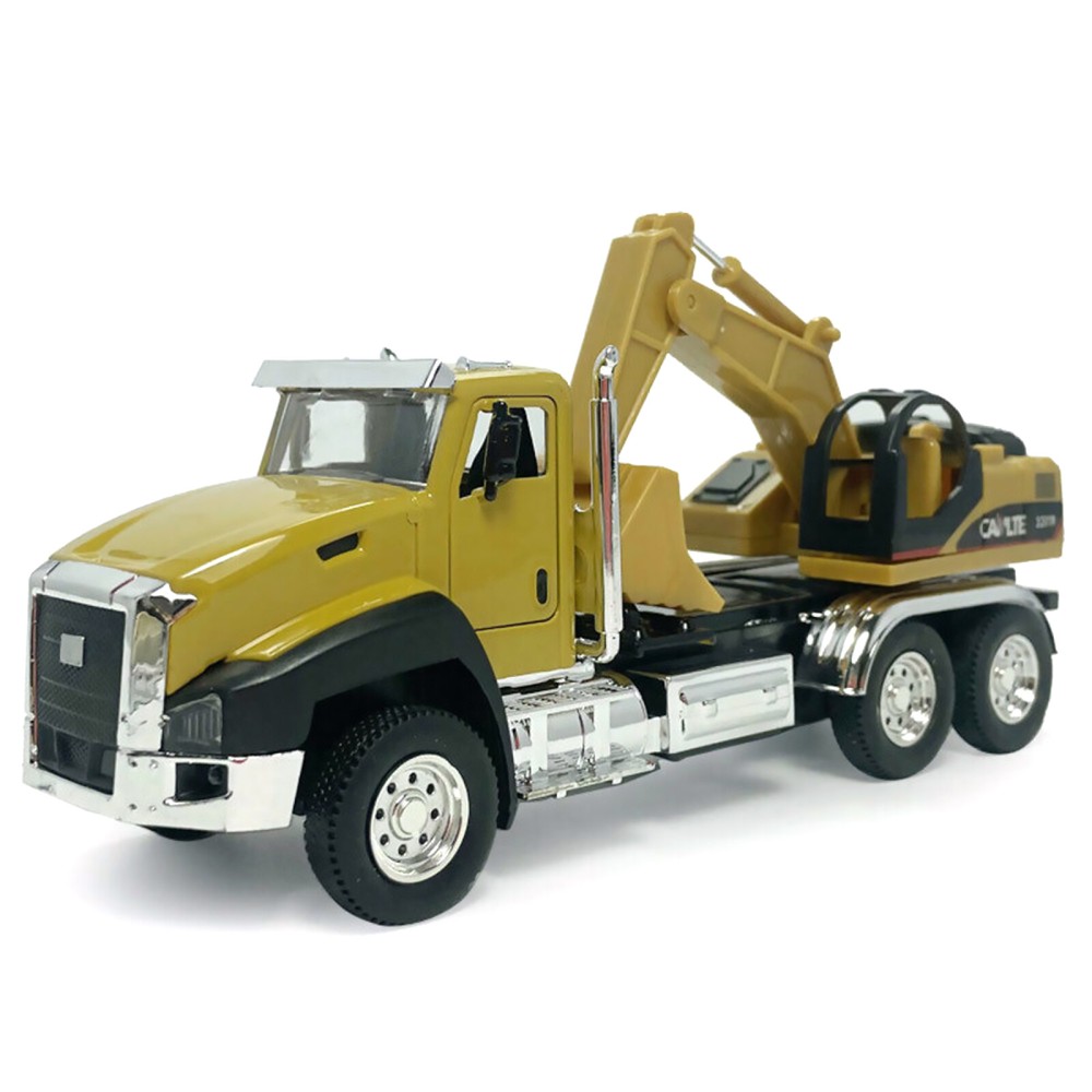 Movable Arm Alloy Pull Back Excavator Truck Model Car Diecast Toy Vehicle 1/50