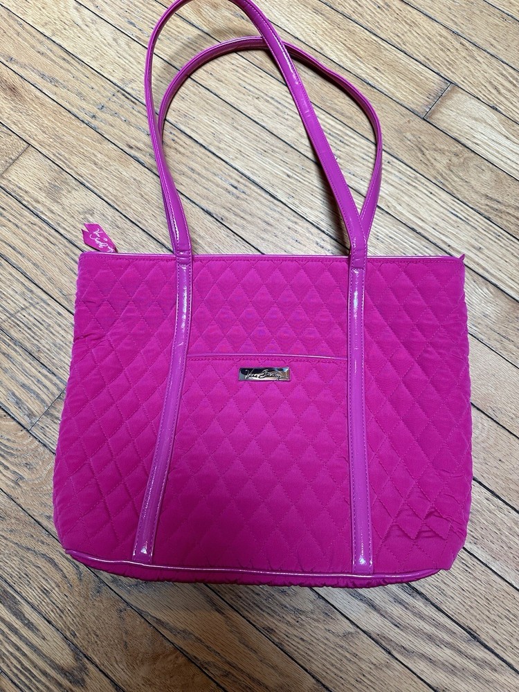 Vera Bradley Fuchsia Diamond Quilted Microfiber Tote Bag  