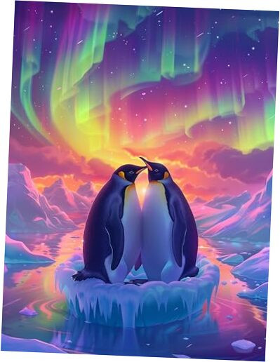 5D Penguin Diamond Painting Kits - DIY Diamond Art Kits for Adults Aurora