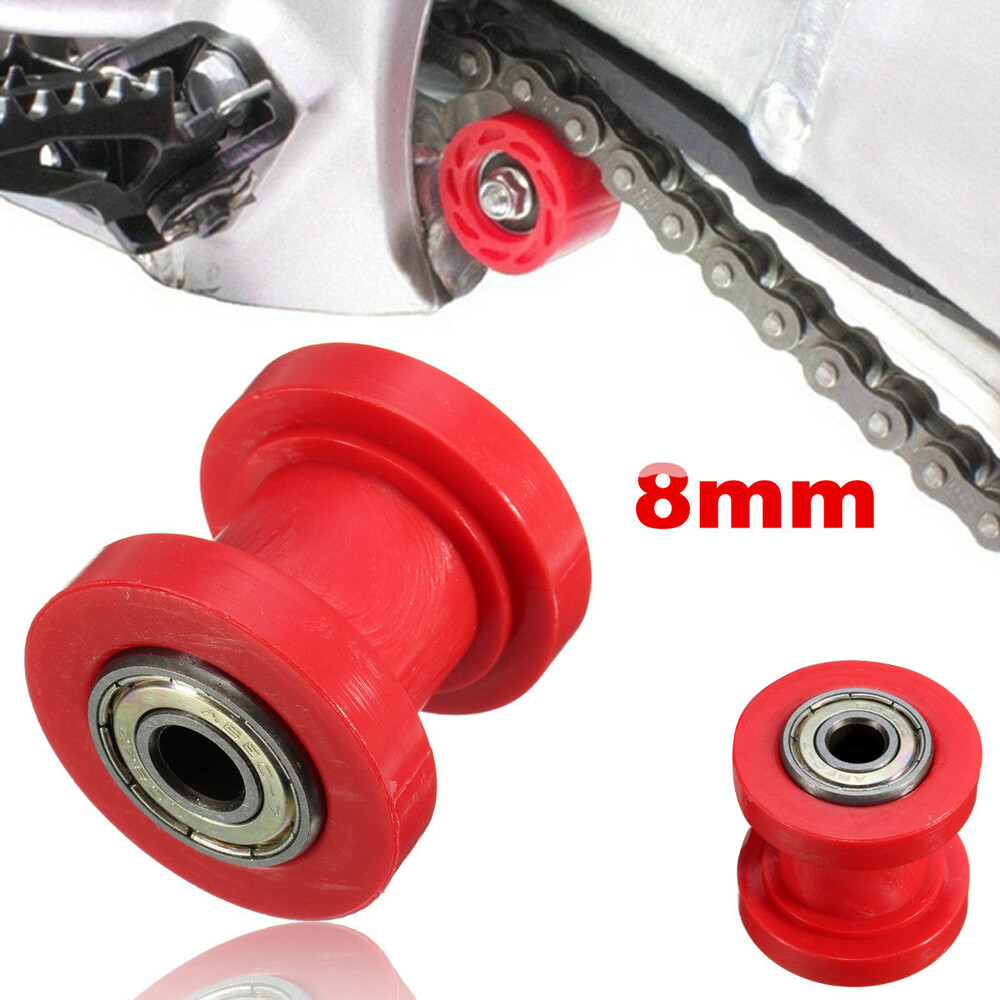 Red 8mm Chain Roller Slider Tensioner Guide Pulley for Bike Motorcycle