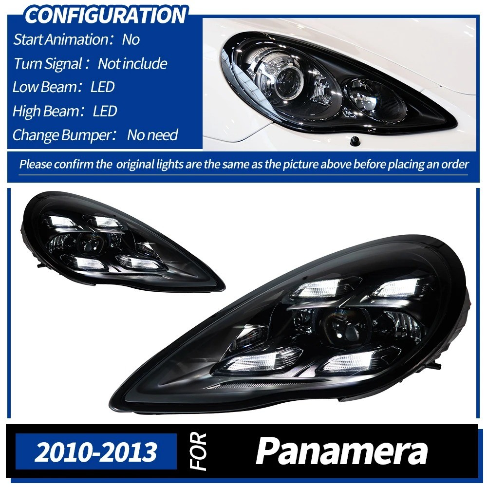 Headlights For Porsche Panamera 970 2010-2013 Upgrade To 2022 Led Headlamp Pair