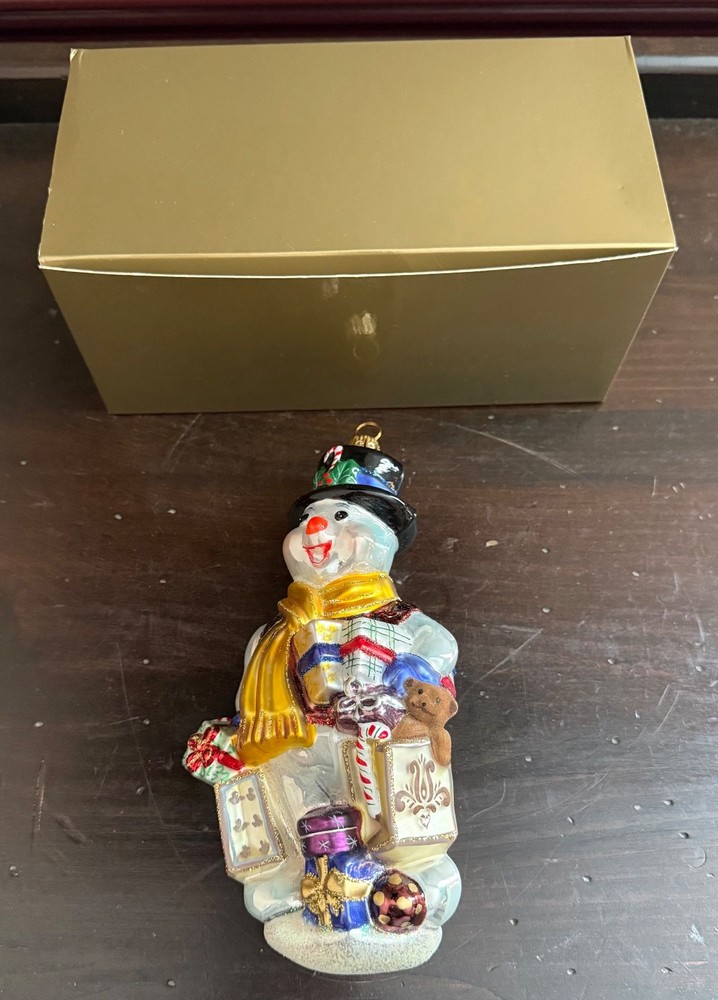VERY RARE AND HTF Pfaltzgraff Village Blown glass ornament - Snowman