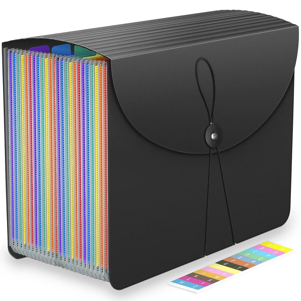 24 Pockets Expanding File Folders Accordian File Organizer Storage Box