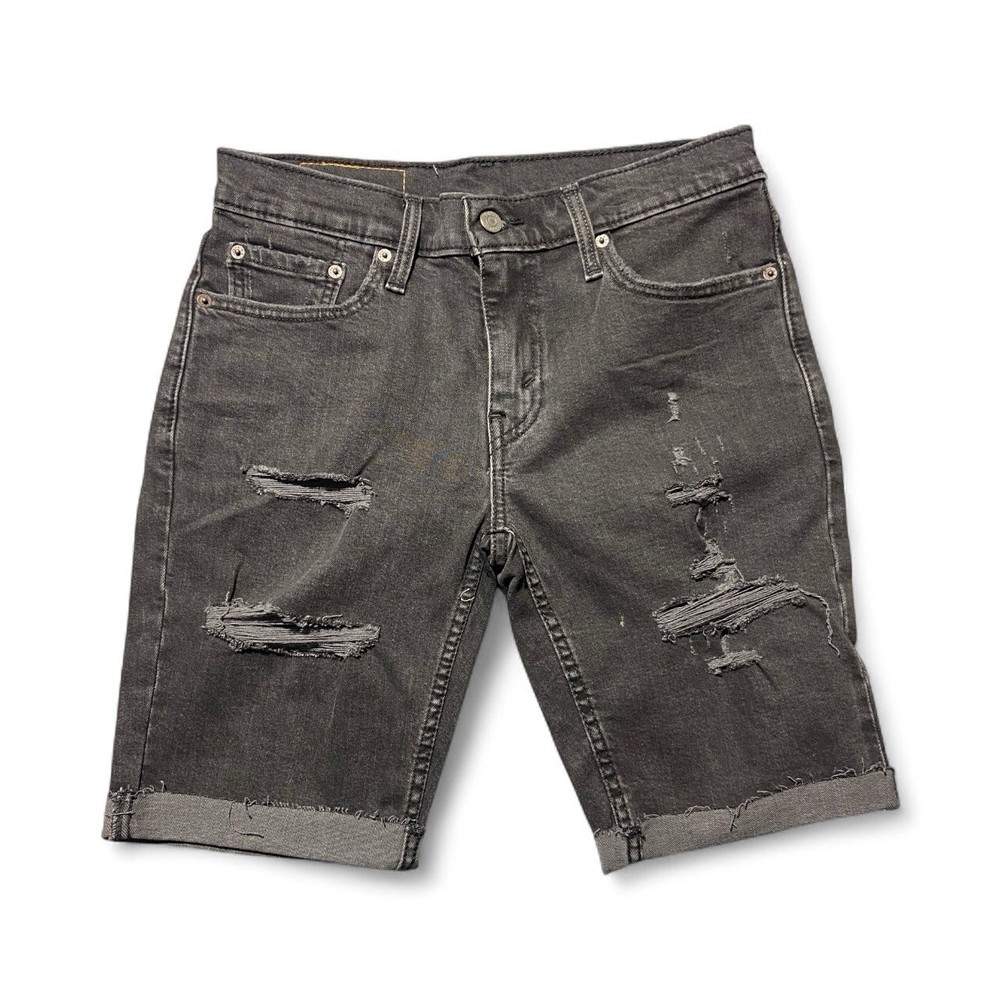Levis Jean Shorts Men Size 30 Black 511 Bermuda Distressed Roll Hem Punk Grunge
