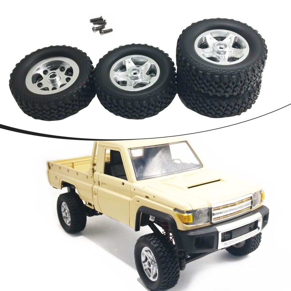 4 Pieces RC Wheels and Tires Tires and Rims Rubber with Screws Crawler Car Tire