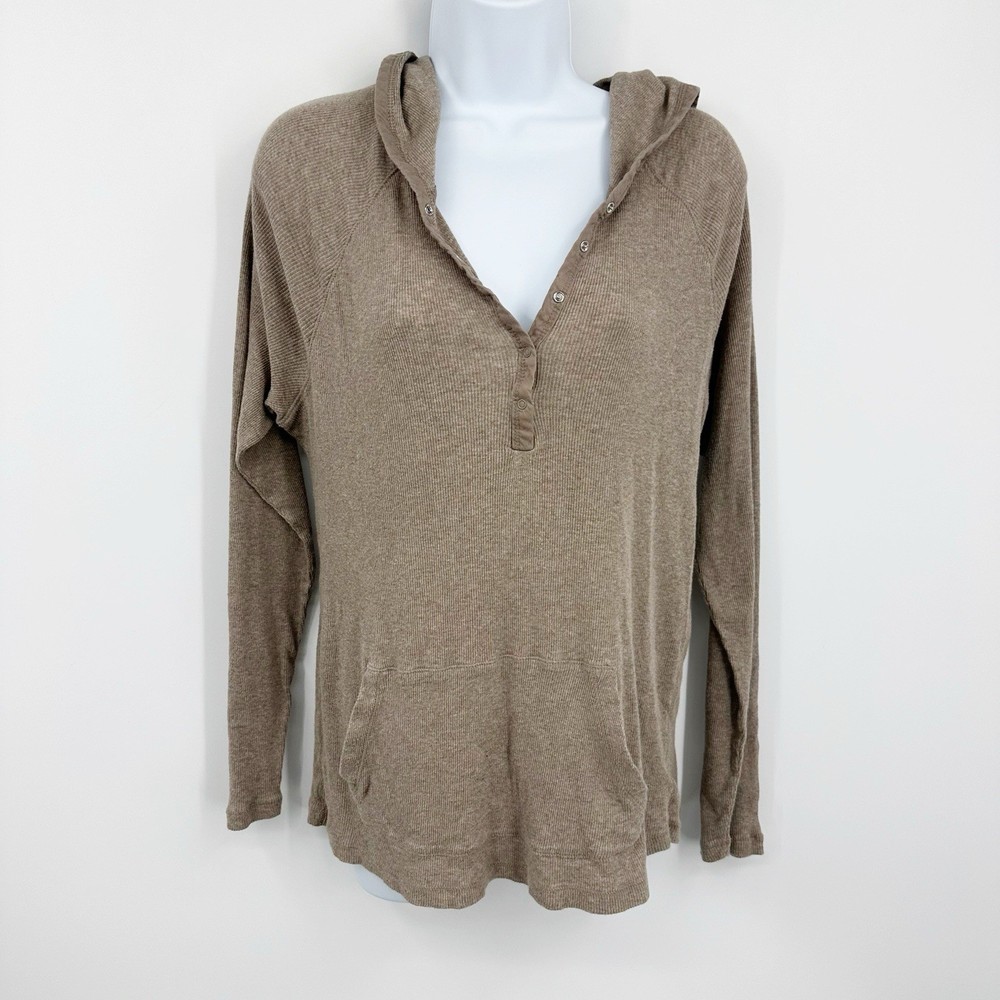 Vintage Y2K Hooded Henley Top Size Large Old Navy Early 2000s Snap Button