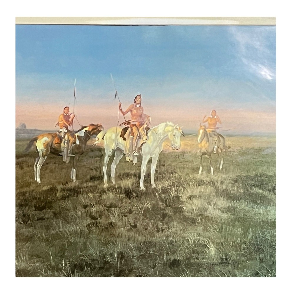 Ace Powell Art Print Framed Native American At Sunset Numbered 692 Horses 22x26