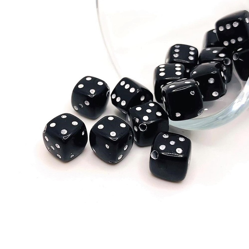 4, 20 or 50 BULK pcs Black Dice Beads, Gambler, Las Vegas -US Seller- BK258