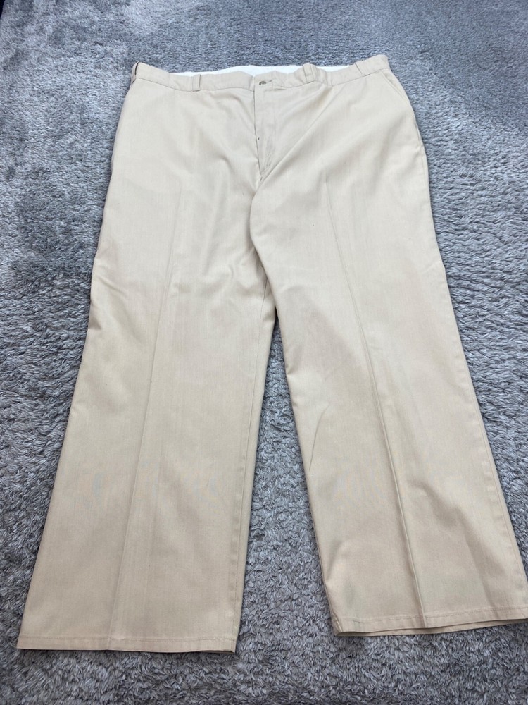 Pantalones chinos relajados de colección Sears Roebuck para hombre 45x30 Perma-Prest beige caqui