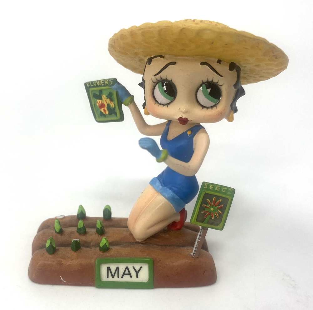 Vintage Betty Boop Danbury Mint May Calendar Figurine Gardening with Plants