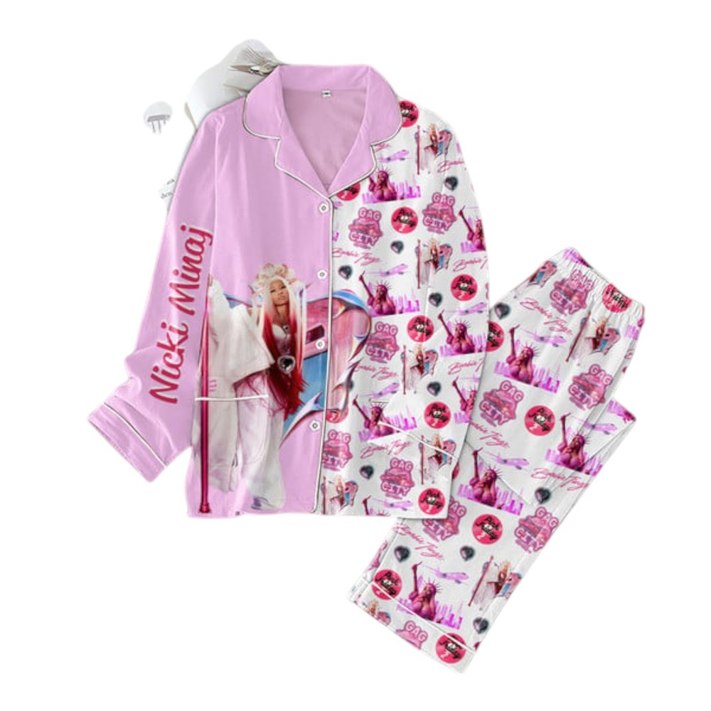 Nicki Minaj Themed Cozy Button Down Pajama Set - ANHNV 391