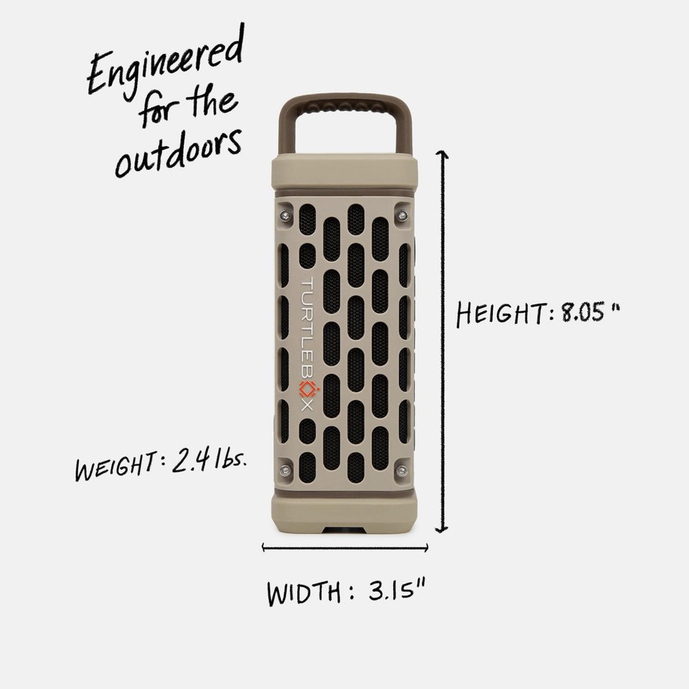 TurtleBox Ranger Loud! Outdoor Portable Bluetooth 5.4 Waterproof Tan Speaker