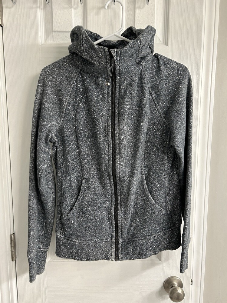 Lululemon Scuba Full Zip Hoodie Size 6 Heathered Speckled Black