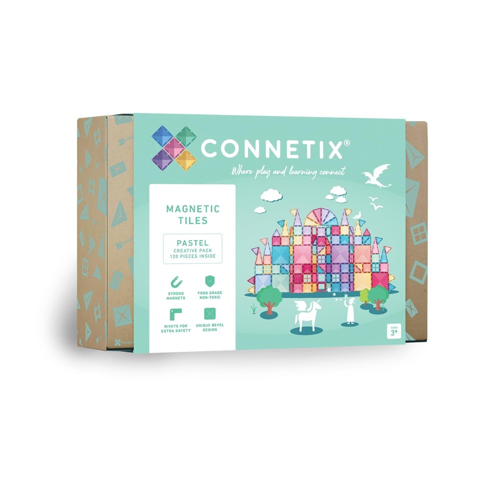 Pastel Magnetic Tiles 120-Piece Creative Building Set  