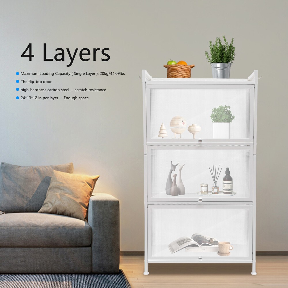 Freestanding Kitchen Pantry Storage Cabinet with Microwave Rack