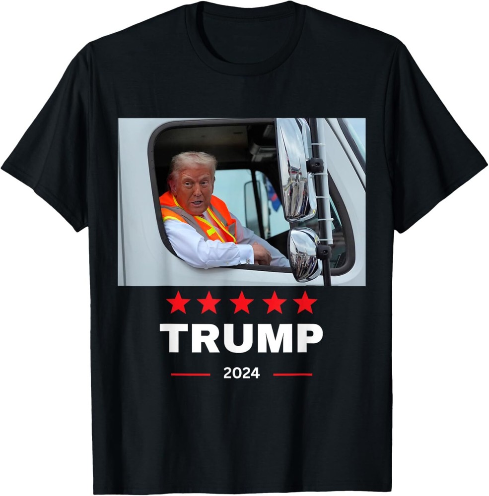 NEW LIMITED Donald Trump rides in garbage truck Funny  T-Shirt Size S-5XL