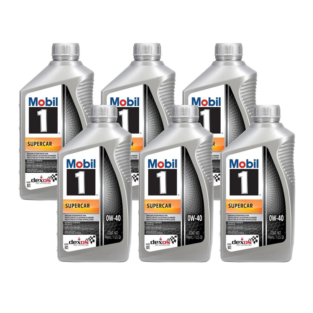 Mobil 1 Supercar Full Synthetic Motor Oil, 0W-40, Dexos R, Case/6