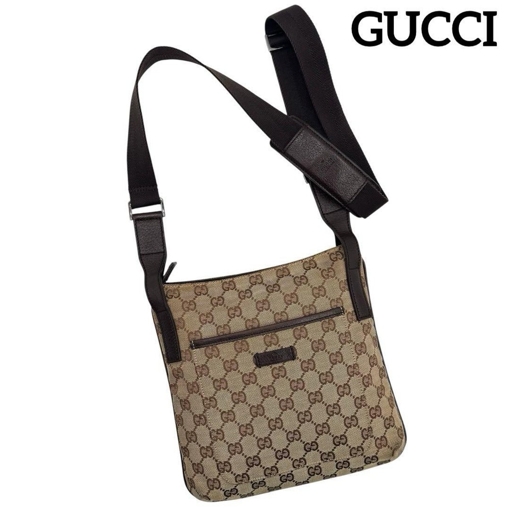 Gucci Shoulder Bag Gg Canvas Crossbody Authentic Used