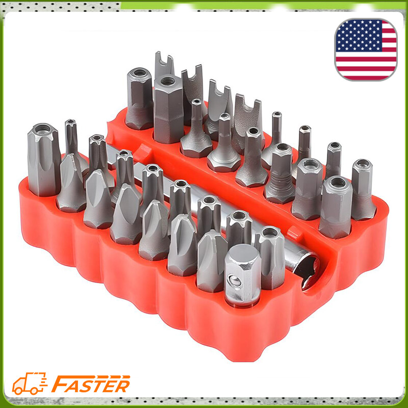 33-Piece Hex Head Screwdriver Bit Set with 1/4 Inch Extended Drill Holder