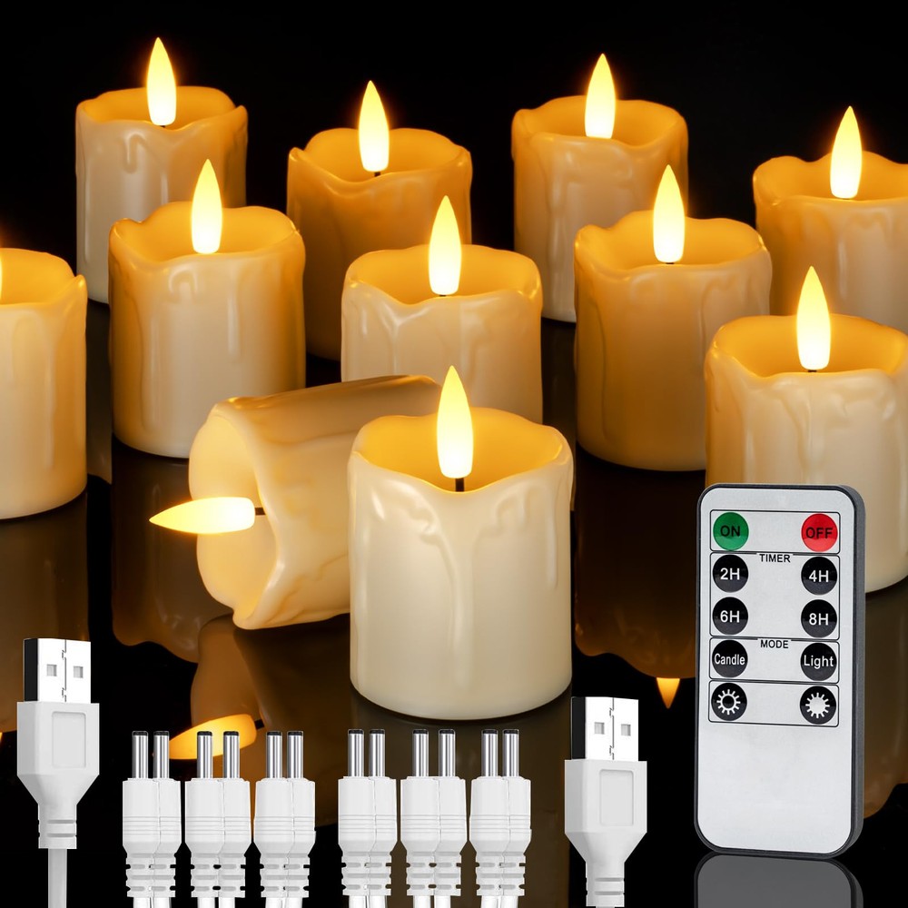 Rechargeable Flameless Candles with Timer and Remote 2x2 Realistic Battery Operated LED Tea Lights