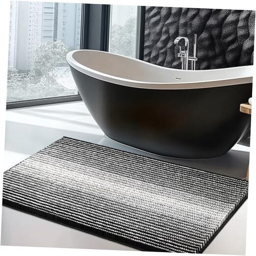 Non-Slip Chenille Bath Mat Soft Absorbent Large Shower Rug for Bathroom