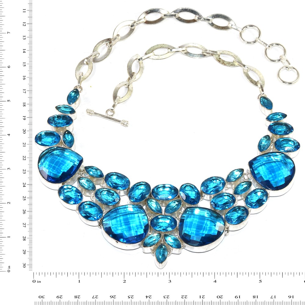 Swiss Blue Quartz Friendship Necklace 16-18 Inch Gemstone Jewelry