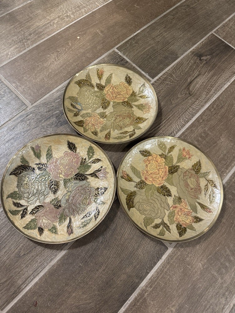 Floral Decorative Ceramic Plates Set of 3