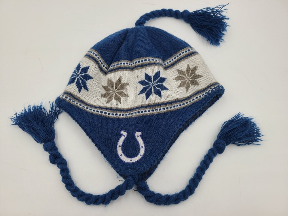Youth Indianapolis Colts Ear Flaps Tassels Beanie Winter Knit Hat Stocking Cap