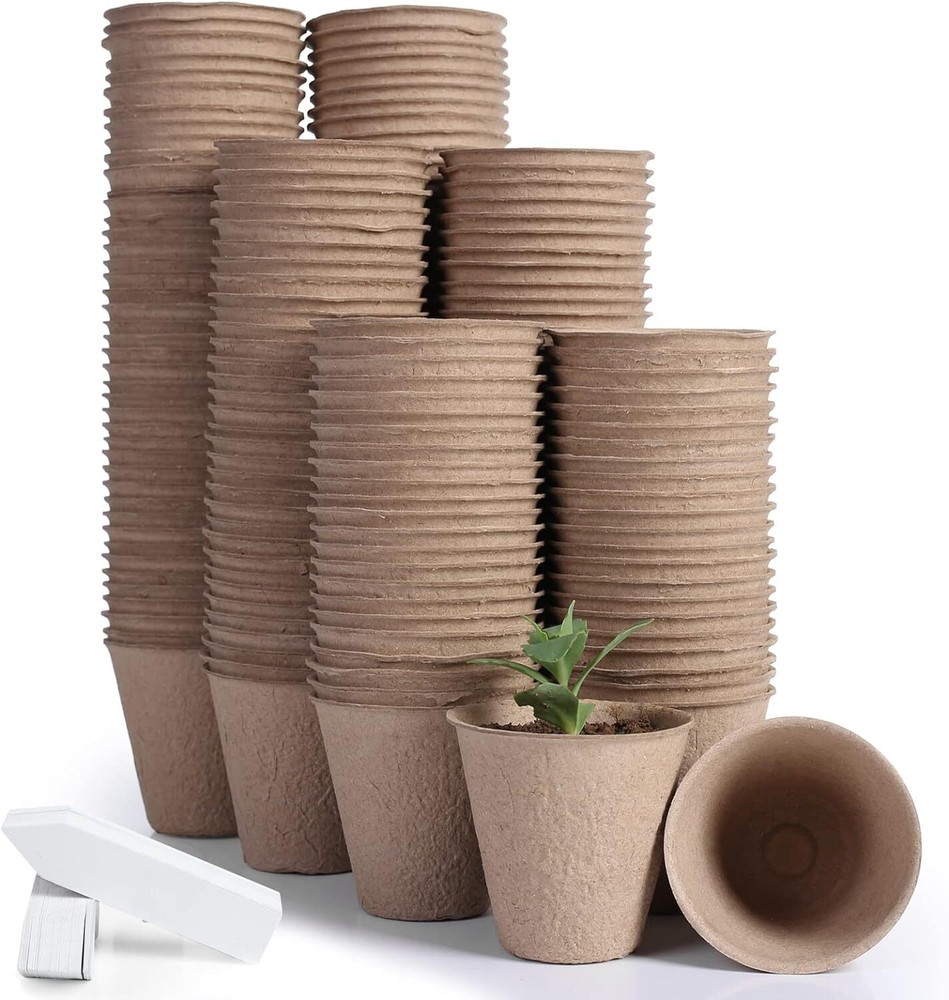 200-Pack 3.15 Inch Peat Pots for Seedling with 200 Pcs Plant Labels,Outdoor Gard