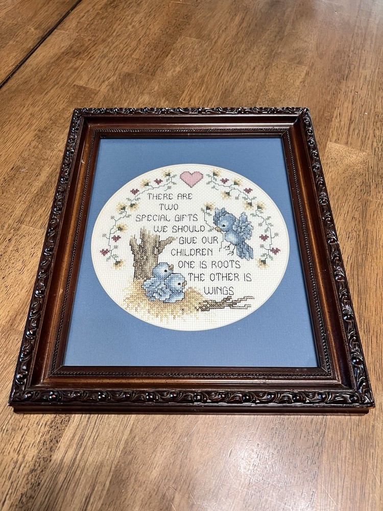 Stoney Creek Bird Baby Birds Completed, Framed Cross-Stitch Wall Art