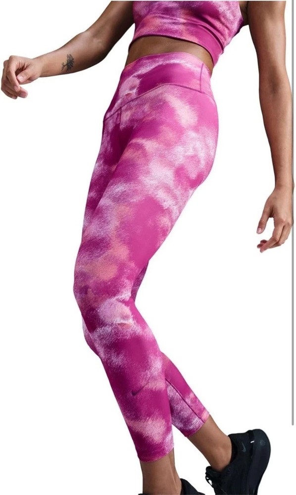 Nike One Women's High-Waisted 7/8 Printed Leggings Gym Pants, S