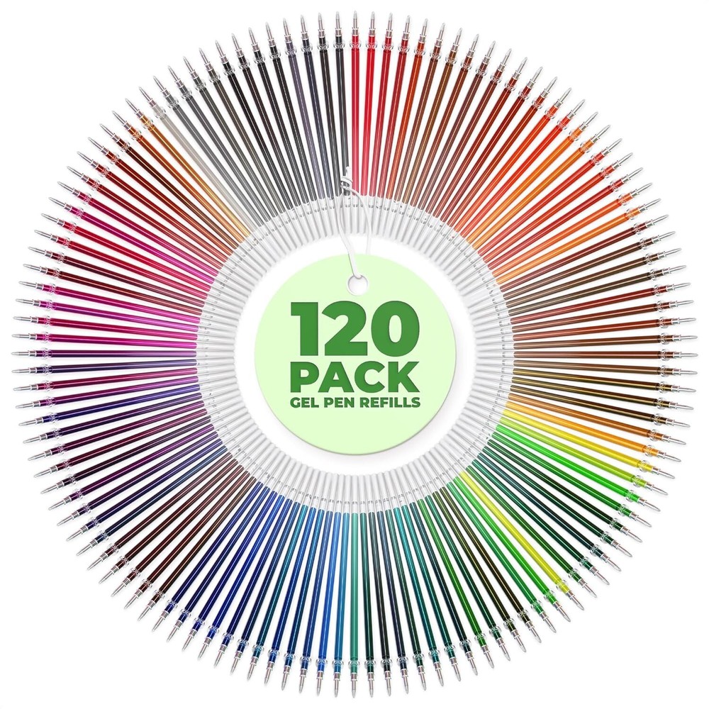 120Pcs Gel Pen Refills Glitter Gel Pens for Coloring Metallic Gel Pens Colored