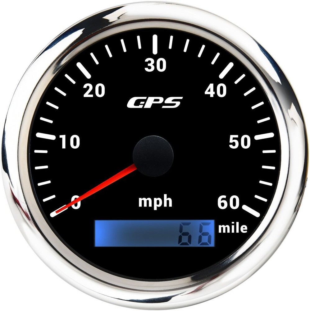 85mm GPS Speedometer 60MPH Odometer Gauge Black Waterproof for Car Truck Marine