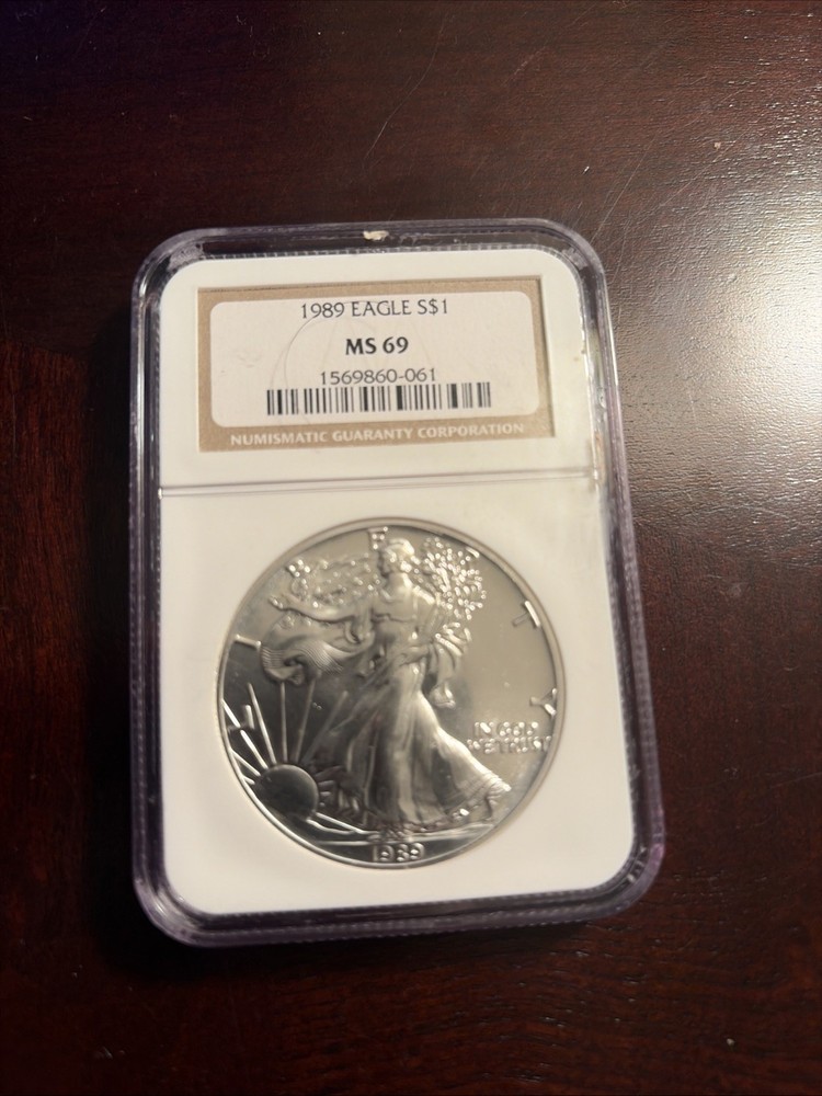 1989 American Silver Eagle 1oz MS69 NGC Brown Label Free Shipping