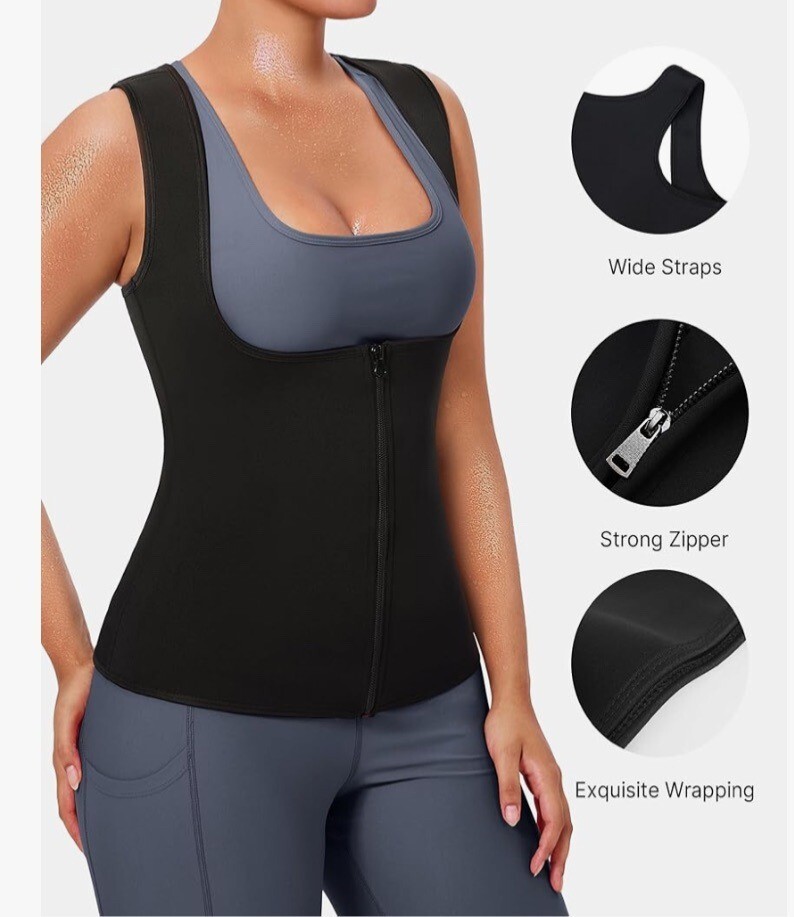 Gaodi Sauna Vest Large - Workout Sweat Body Shaper for Weight Loss