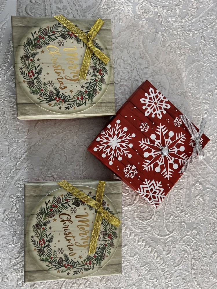 Christmas Gift Card Holder Boxes with Ribbon & Glitter (Set of 3)-image