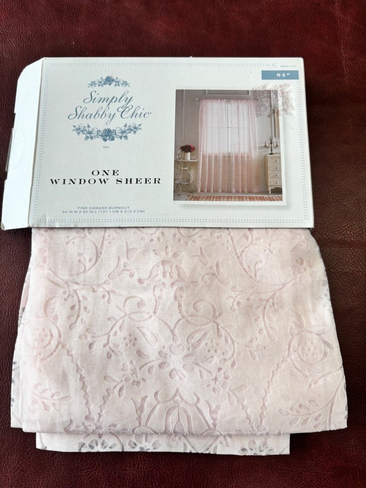 NEW Simply Shabby Chic Pale Pink Sheer Window Curtain Panel 54